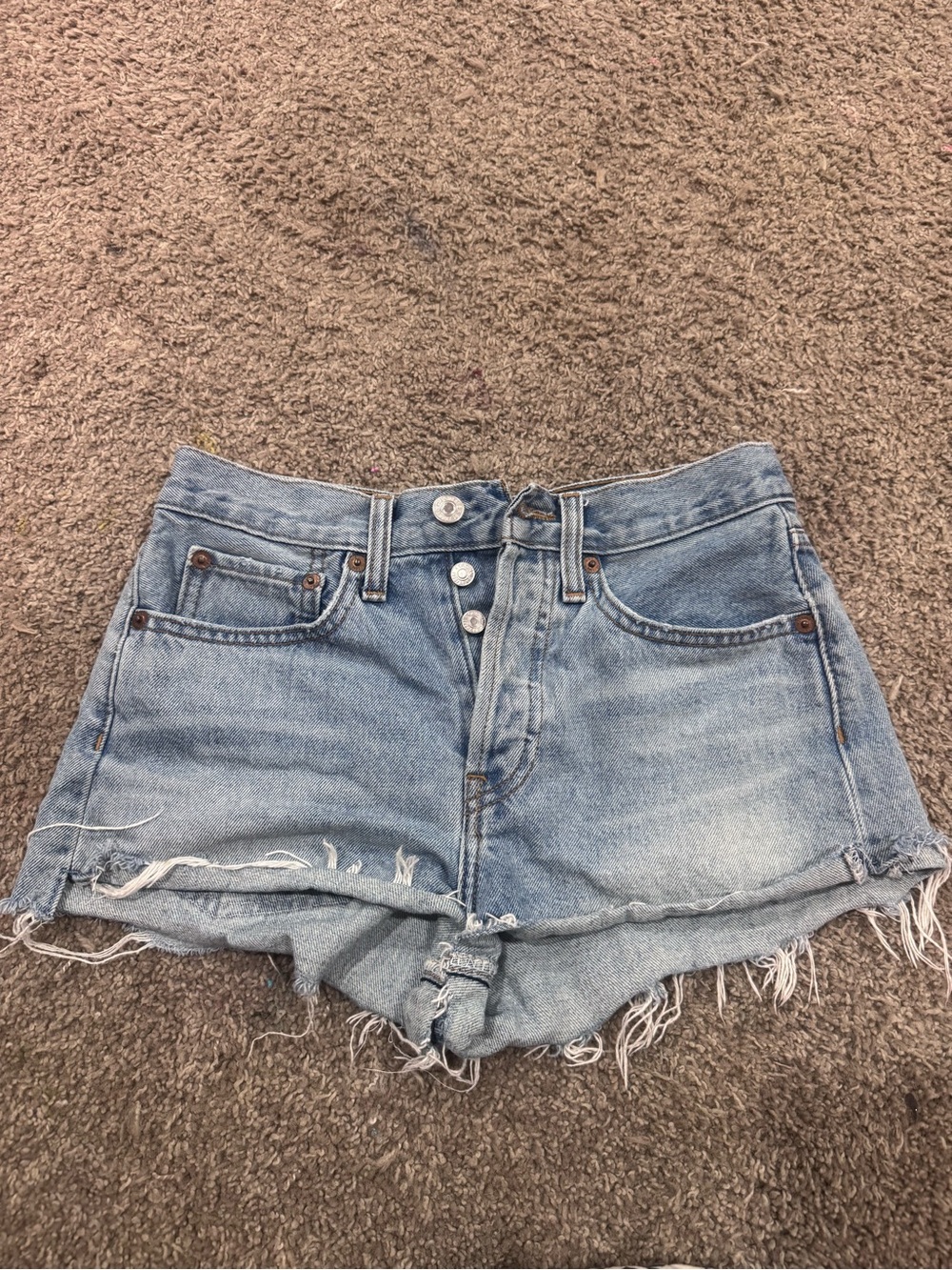 Re/Done originals light wash button fly Denim Cutoff Shorts
